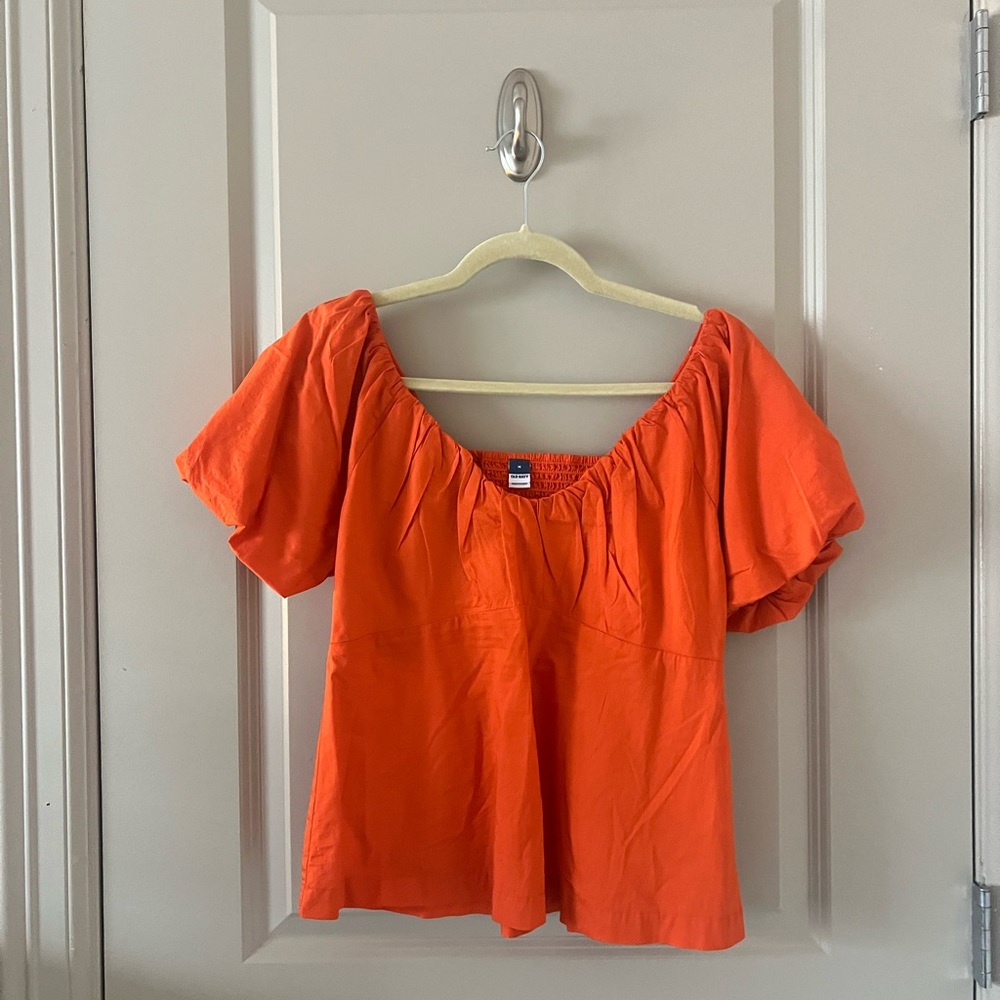 Old Navy Orange Puff Sleeve Blouse